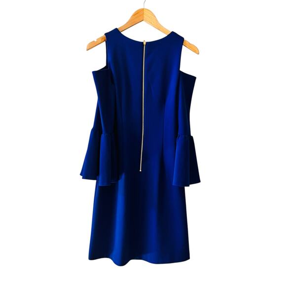 Eliza J Cold Shoulder Bell Sleeve Sheath Dress Size 4 Cobalt Blue - Picture 3 of 8